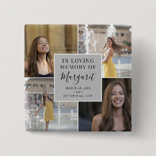 In Loving Memory Funeral Memorial Photo Collage 2 Inch Square Button