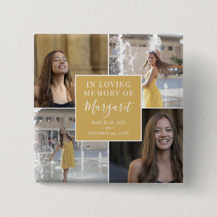 In Loving Memory Funeral Memorial Photo Collage 2 Inch Square Button