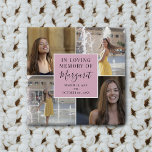 In Loving Memory Funeral Memorial Photo Collage 2 Inch Square Button<br><div class="desc">Remember a loved one with this gorgeous modern in loving memory memorial button. Featuring 4 instagram photographs of your family member or friend, an elegant template with the heading 'In loving memory' their name in handwritten calligraphy script font and the dates. Perfect for guests to wear in remembrance or as...</div>