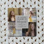 In Loving Memory Funeral Memorial Photo Collage 2 Inch Square Button<br><div class="desc">Remember a loved one with this gorgeous modern in loving memory memorial button. Featuring 4 instagram photographs of your family member or friend, an elegant template with the heading 'In loving memory' their name in handwritten calligraphy script font and the dates. Perfect for guests to wear in remembrance or as...</div>