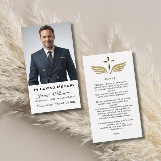 In Loving Memory Funeral Memorial Photo Prayer Business Card (Creator Uploaded)