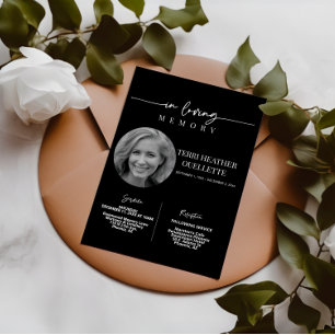 In Loving Memory Funeral Memorial Service Black Invitation