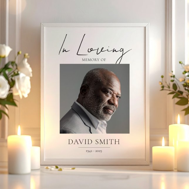 In Loving Memory Funeral Minimalist Photo Poster (In Loving Memory Funeral Minimalist Photo Poster, Dad Remembrance)