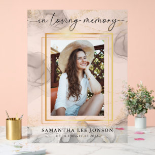 In Loving Memory Funeral Photo Welcome Watercolor Acrylic Sign