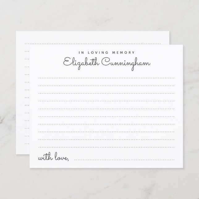 In Loving Memory Funeral Simple Attendance Card (Front/Back)