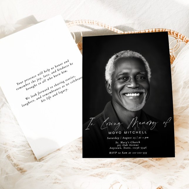 In Loving Memory Funeral Simple Photo Invitation (Creator Uploaded)