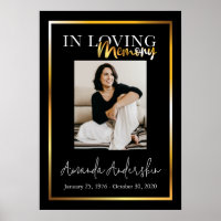 In Loving Memory Gold Funeral Memorial Photo