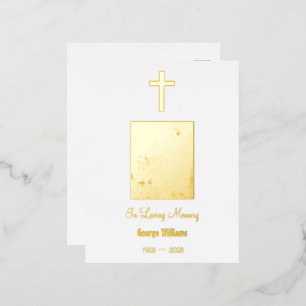 In Loving Memory Golden Cross Death Anniversary Fo Foil Holiday Postcard