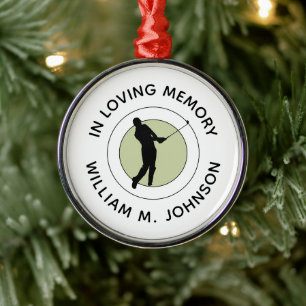 In Loving Memory Golfer Name Remembrance Memorial Metal Ornament