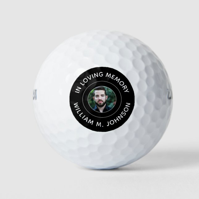 In Loving Memory Golfer Remembrance Photo Memorial Golf Balls (Front)