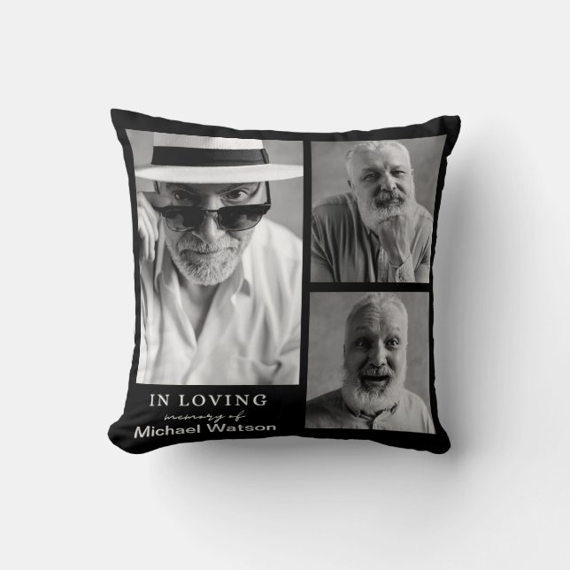 In Loving Memory Grandpa Funeral Memorial heart Throw Pillow (Front)