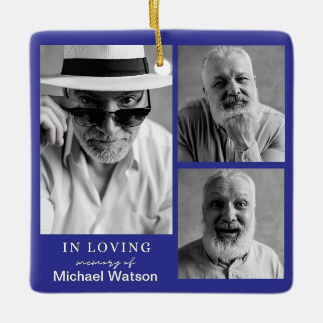 In Loving Memory Grandpa Funeral Memorial Keepsake Ceramic Ornament (Front)