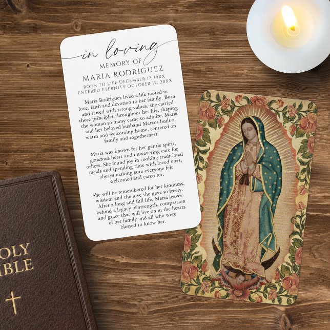 In Loving Memory Guadalupe Funeral Prayer Cards (Creator Uploaded)