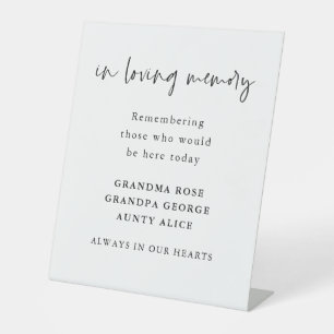 In Loving Memory Handwritten Script Names Wedding Pedestal Sign