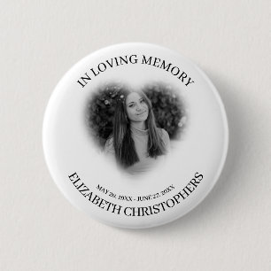 In Loving Memory Heart Frame Custom Photo Memorial 2 Inch Round Button