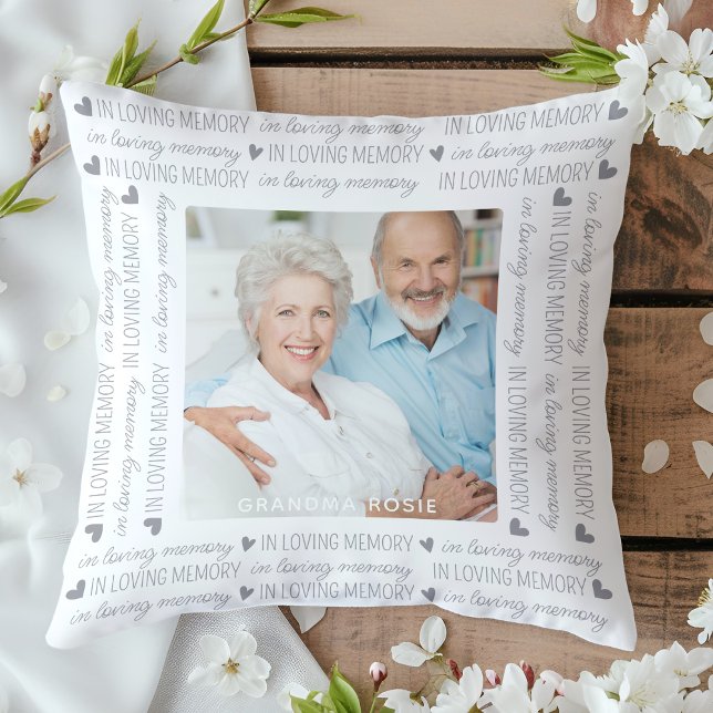 In Loving Memory Keepsake Memorial Photo Throw Pillow (Creator Uploaded)