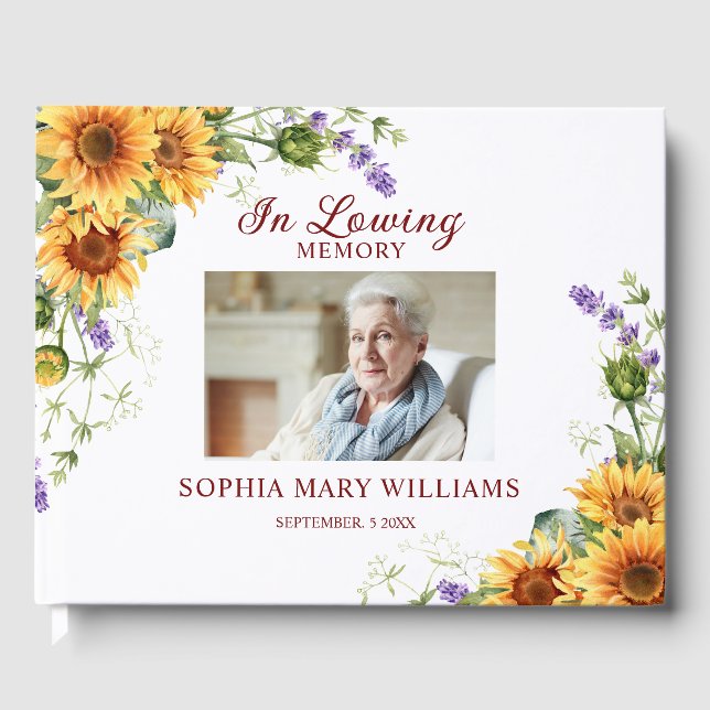 In loving Memory Lavender Floral Guest Book (Front)