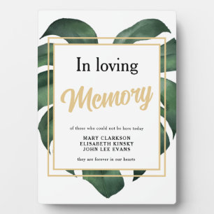 In loving memory Leaf wedding sign Tabletop Plaque