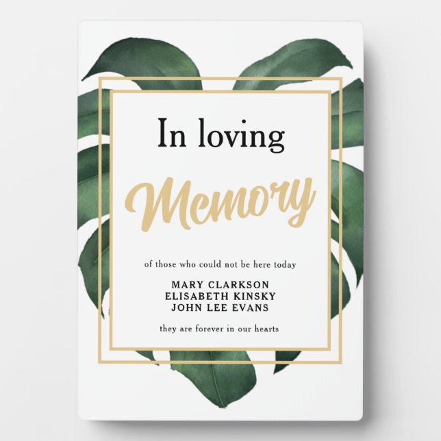 In loving memory Leaf wedding sign Tabletop Plaque (Front)