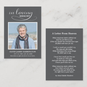 In Loving Memory Letter From Heaven Funeral Card