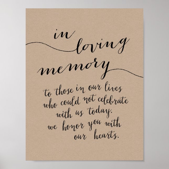 In loving memory memorial, funeral, Rustic Poster (Front)