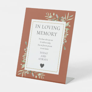 In Loving Memory Memorial Greenery Terracotta Pedestal Sign