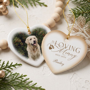 In Loving Memory Memorial Heart Pet Photo Keepsake Ceramic Ornament