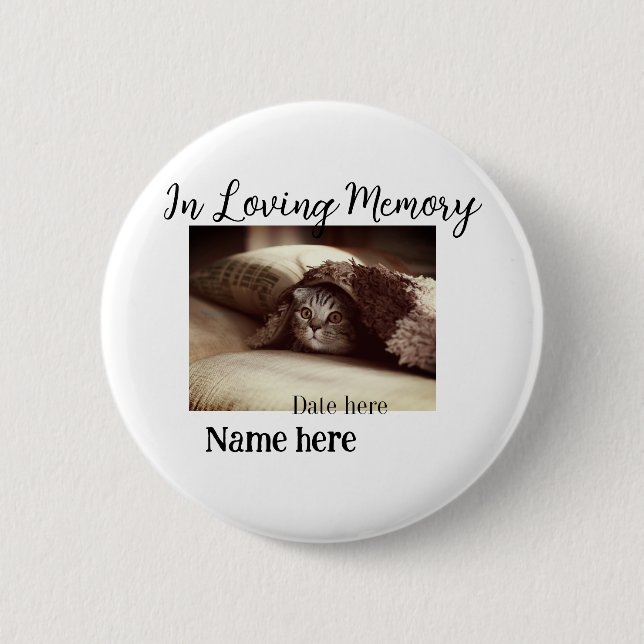 In loving memory memorial keepsake add pet name 2 inch round button (Front)