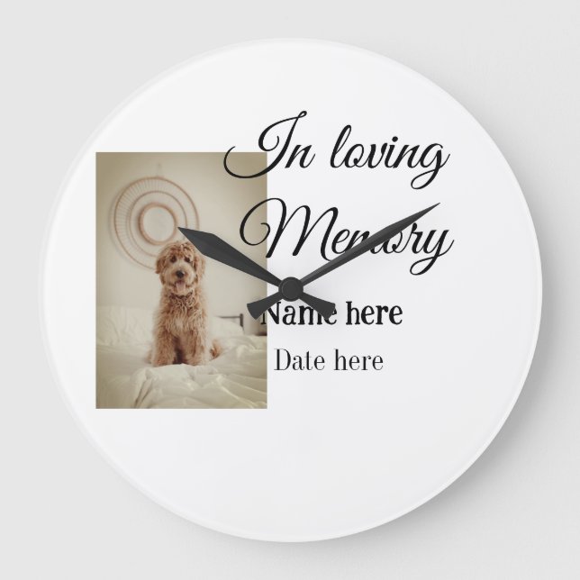 In loving memory memorial keepsake add pet name large clock (Front)