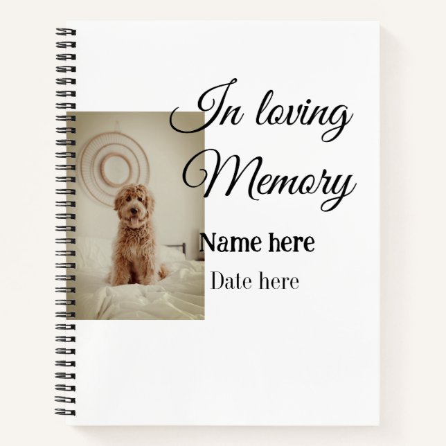 In loving memory memorial keepsake add pet name notebook (Front)