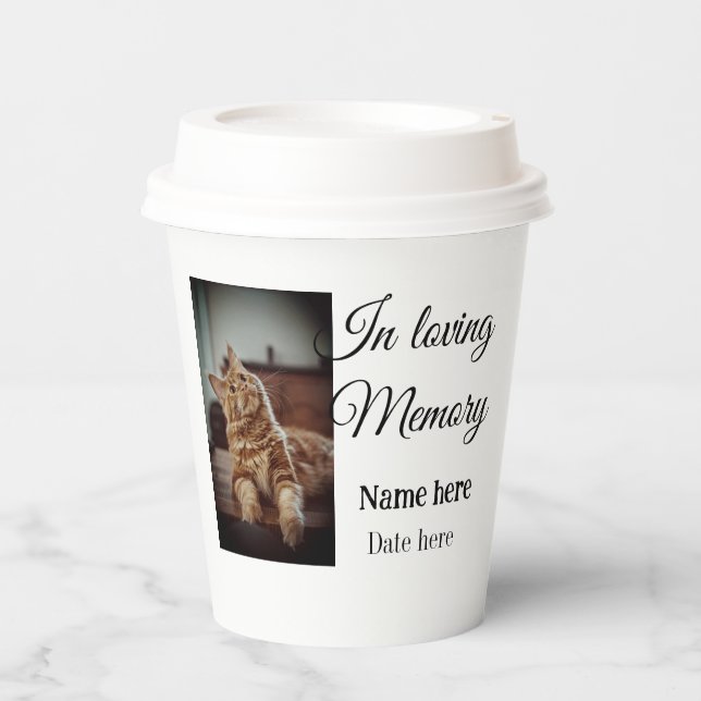 In loving memory memorial keepsake add pet name paper cups (Front)