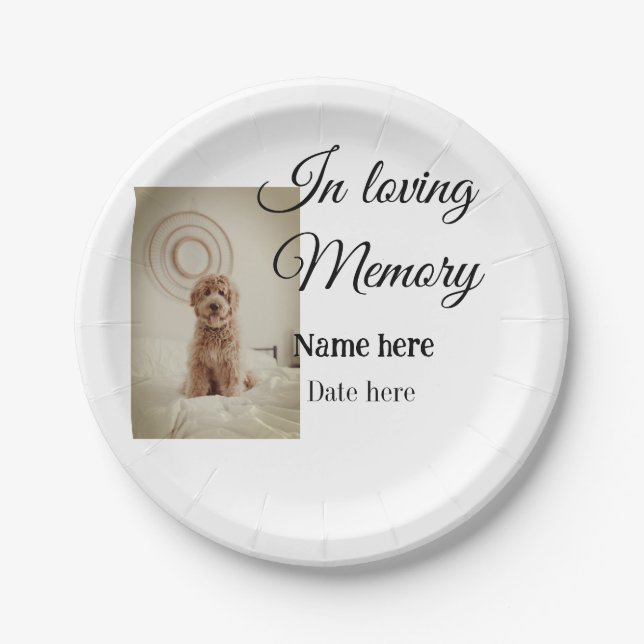 In loving memory memorial keepsake add pet name paper plate (Front)