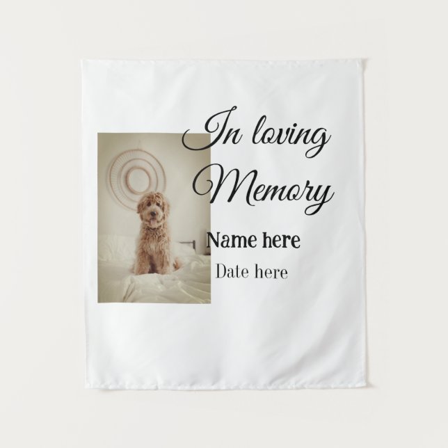In loving memory memorial keepsake add pet name tapestry (Front)