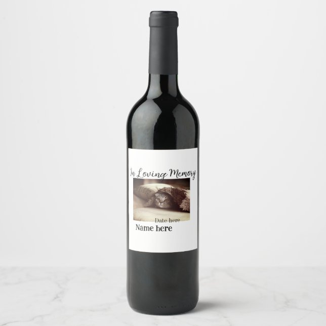 In loving memory memorial keepsake add pet name wine label (Front)