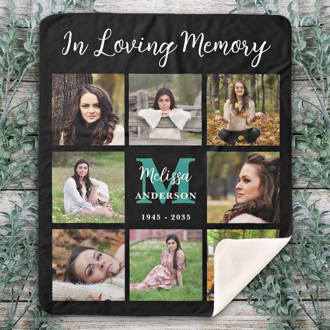 In Loving Memory Memorial Keepsake Photo Collage  Sherpa Blanket (Creator Uploaded)
