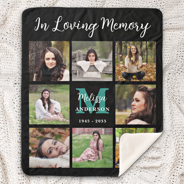 In Loving Memory Memorial Keepsake Photo Collage  Sherpa Blanket (Creator Uploaded)