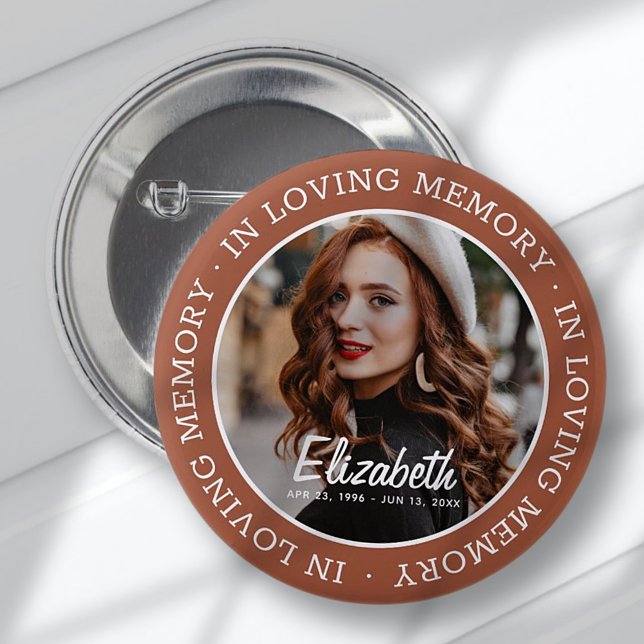 In Loving Memory Memorial Modern Custom Photo 2 Inch Round Button (Creator Uploaded)