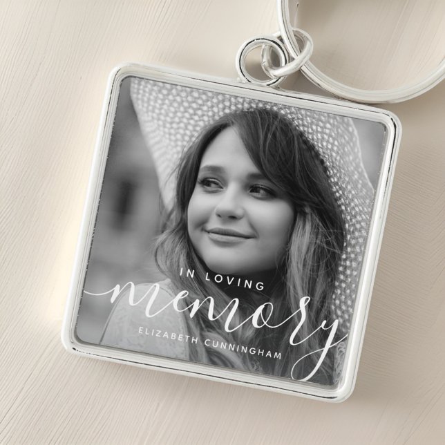 In Loving Memory Memorial Modern Elegant Photo Keychain (Creator Uploaded)