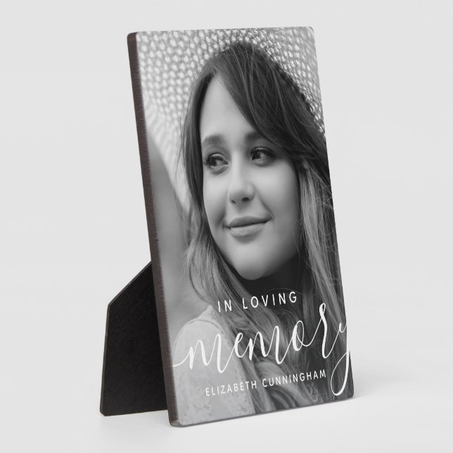 In Loving Memory Memorial Modern Elegant Photo Plaque (Side)