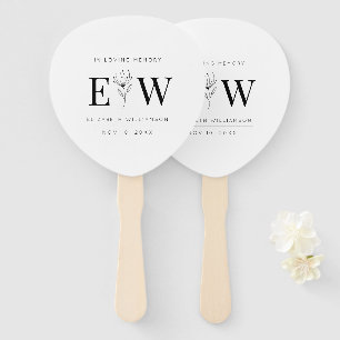 In Loving Memory Memorial Modern Monogram Foliage Hand Fan