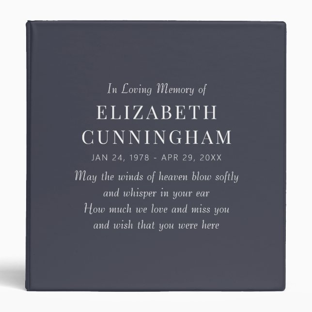 In Loving Memory Memorial Modern Simple Binder (Front)