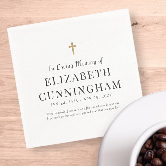 In Loving Memory Memorial Modern Simple Cross Napkin (Creator Uploaded)