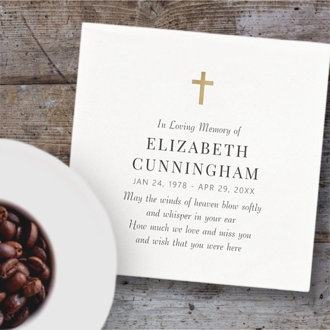In Loving Memory Memorial Modern Simple Cross Napkin (Creator Uploaded)