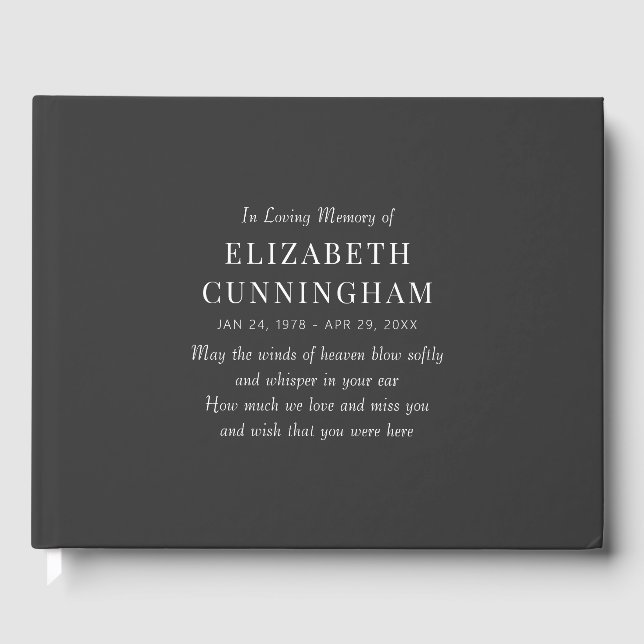 In Loving Memory Memorial Modern Simple Guest Book (Front)