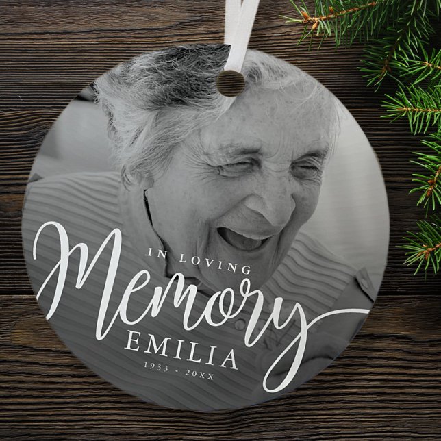 In Loving Memory Memorial Modern Simple Photo Metal Ornament (Creator Uploaded)