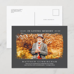 In Loving Memory Memorial Modern Simple Photo Postcard