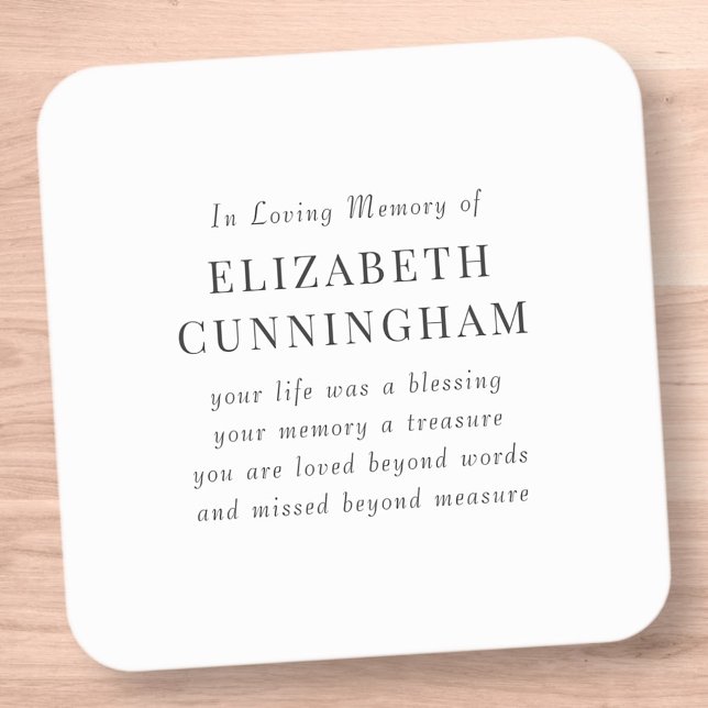 In Loving Memory Memorial Modern Simple Quote Square Sticker (Creator Uploaded)
