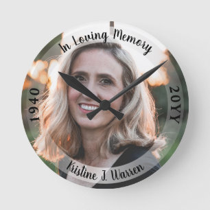 In Loving Memory Memorial Photo Birth Death Round Clock