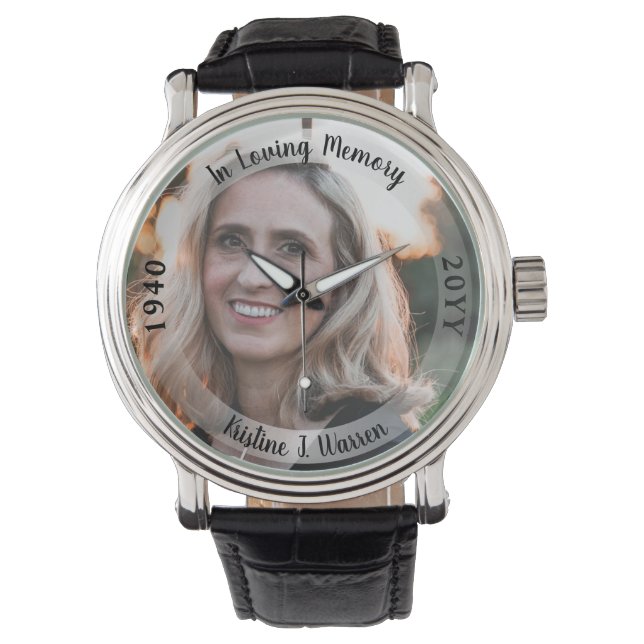 In Loving Memory Memorial Photo Birth Death  Watch (Front)
