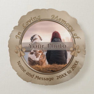 In Loving Memory Memorial Pillow, Your Photo, Text Round Pillow